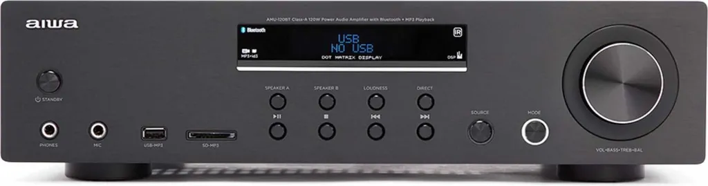 Récepteur AV Aiwa AMU-120BTBK Puissant 120W Total avec Connexion Sans Fil