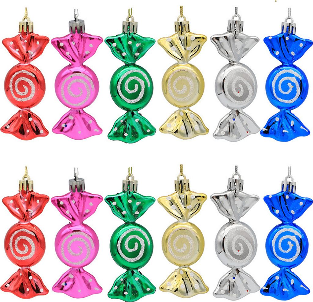 12 Stück Glitzer Weihnachtsbaumschmuck, Weihnachtskugeln Zuckerstangen Deko, Weihnachts Süßigkeiten Ornamente für Weihnachts Party Deko, Mehrfa...