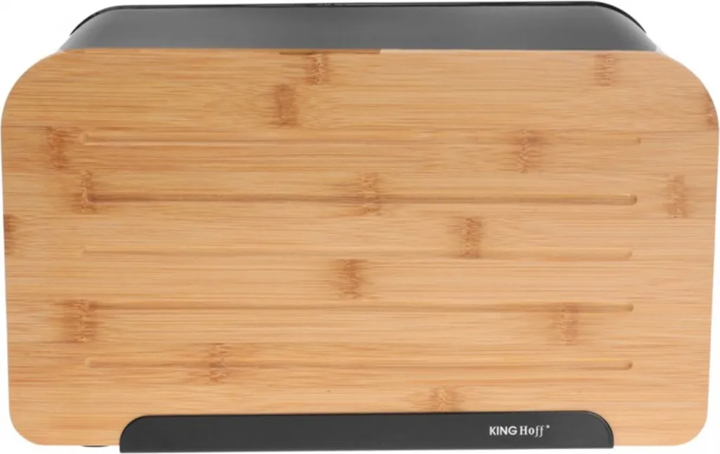 Portapane Kinghoff KH-1071 Design Acciaio Nero e Bamboo | Shop Online - 6