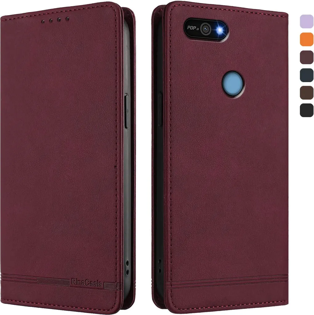 Cover Protettiva Tecno Pop 2/Pro/2F Rosso - Wallet Case Resistente