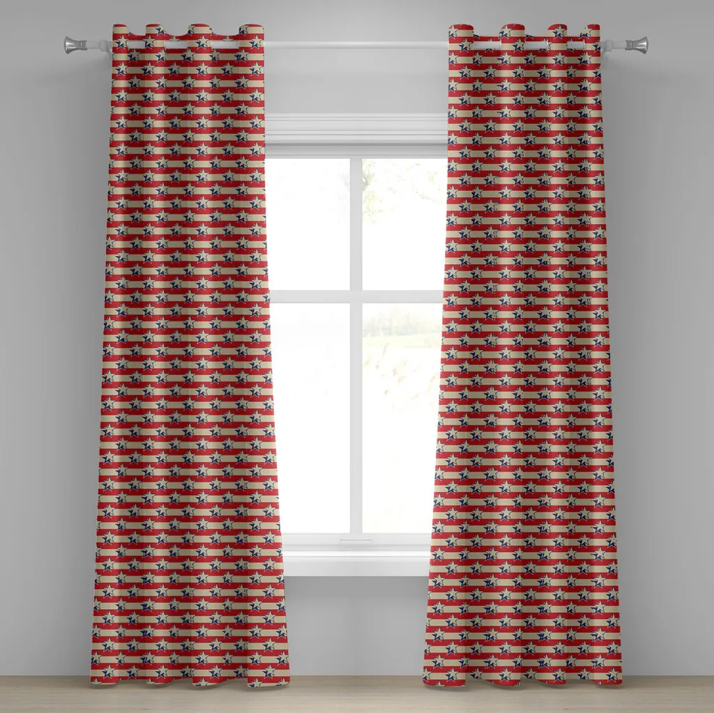 Rideau à œillets USA Indépendance ABAKUHAUS 280x245cm Rouge Bleu Marine