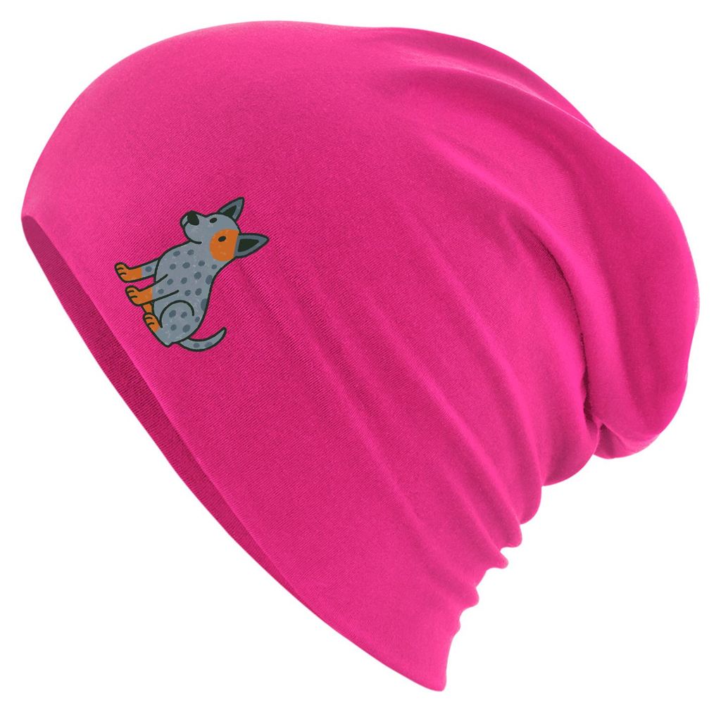 Huuraa Beanie Australian Cattle Dog Comic Heeler Fuchsia One Size Baumwolle und Elasthan Mütze Geschenkidee