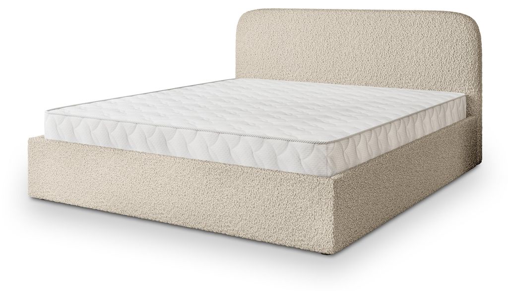 Masseno Polsterbett RENIVE Q 200x200 cm, Polsterbett mit Bettkästen -Beige, QUELLE 05