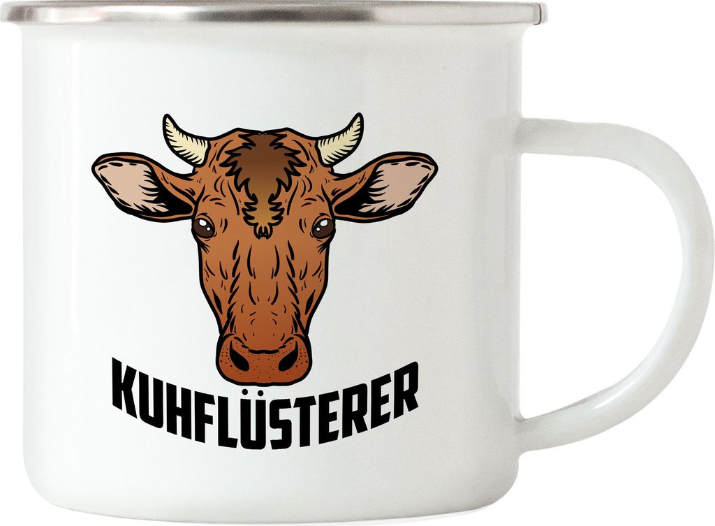 Kuhflüsterer Emaille Tasse Kuh-Fans Kuh-Liebhaber Milchkuh Landwirt Geschenkidee