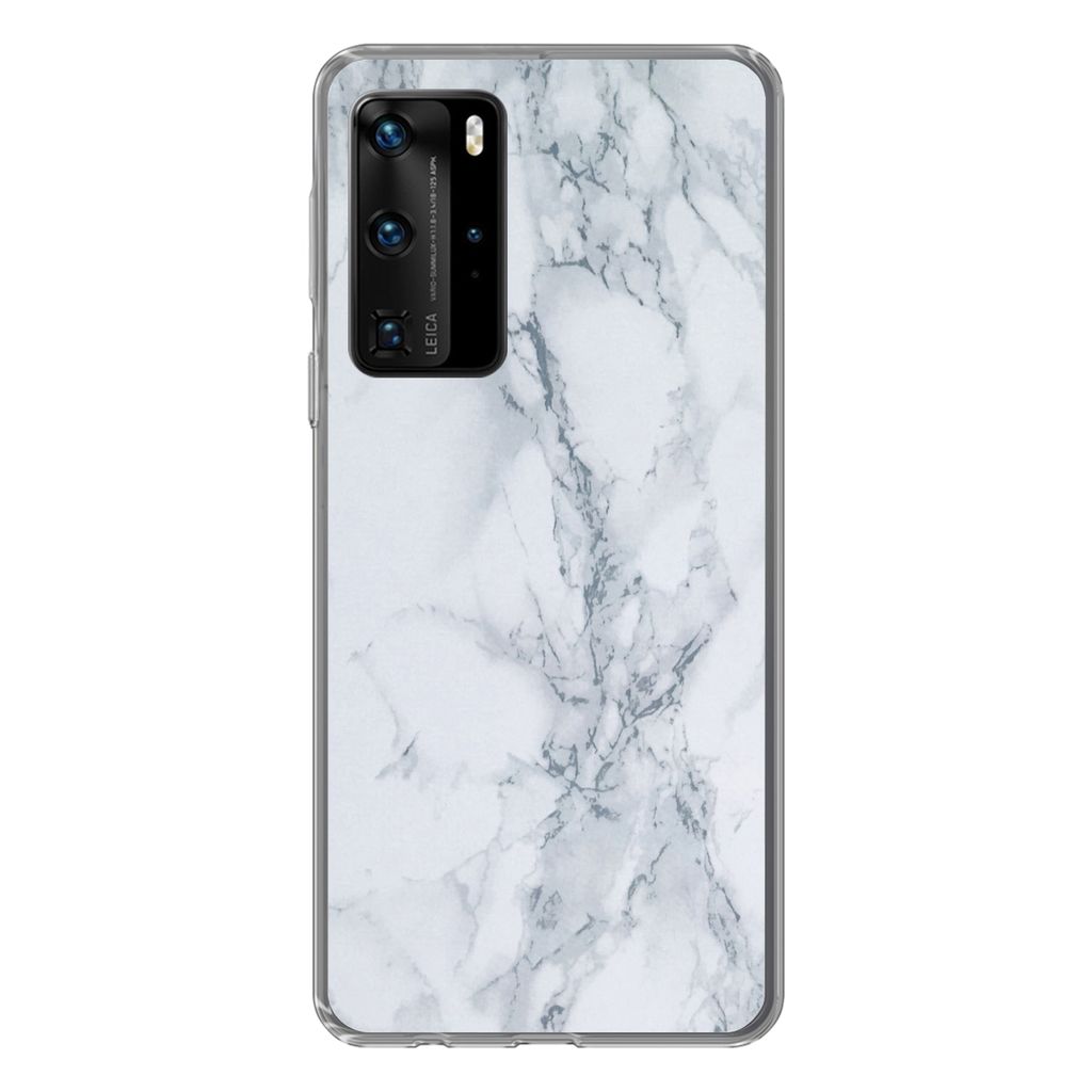 MuchoWow Handyhülle Schutzhülle Hülle für Huawei P40 Pro Marmor - Muster - Gus - Weiß - Marmoroptik - Luxus Silikon Softcase Handy Hülle - ...