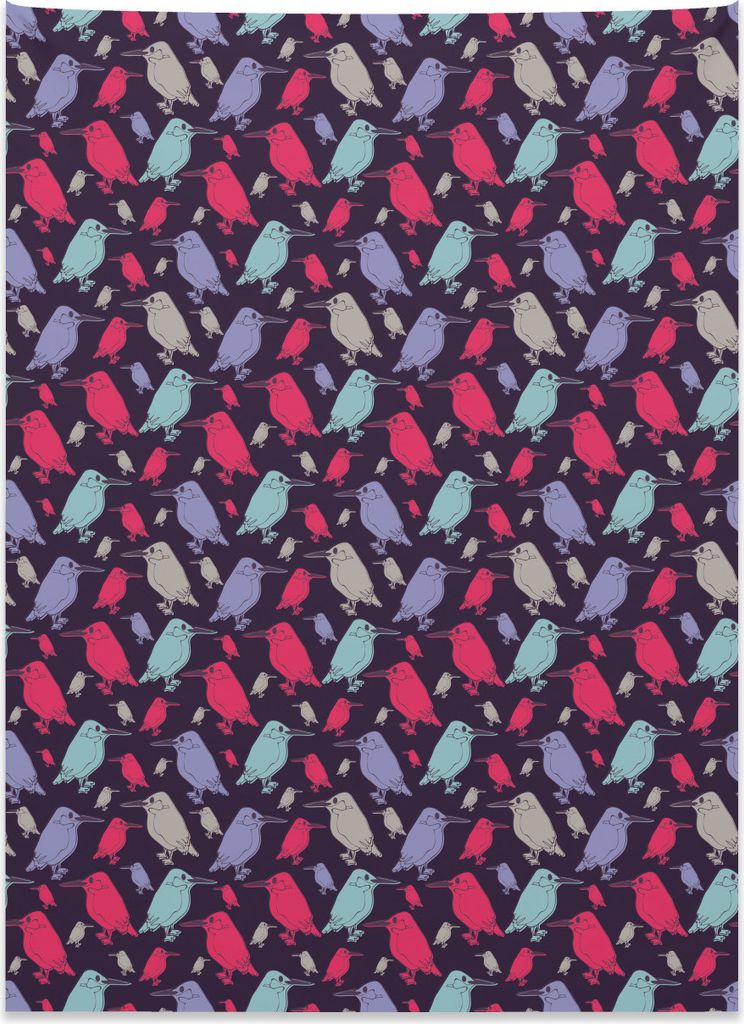 Abakuhaus Vogel Wandteppich, Vivid Nette Eisvögel Muster aus Weiches Mikrofaser Stoff Kein Verblassen Klare Farben Waschbar, 110 x 150 cm, Mehrfarbig