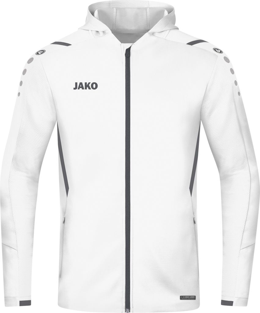 JAKO Kinder Kapuzenjacke Challenge, Farbe:weiß/anthra light, Größe:152