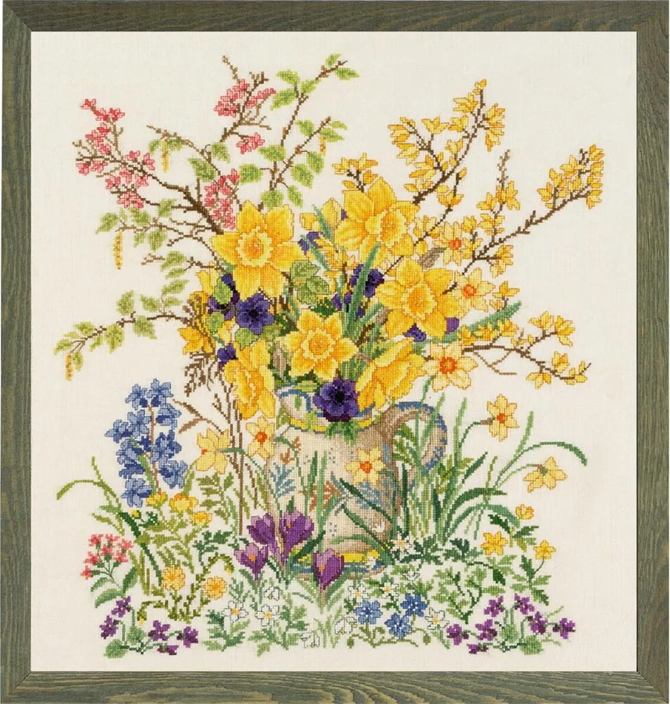 Eva Rosenstand Fiori di Pasqua 49x52cm - Kit Punto Croce Completo