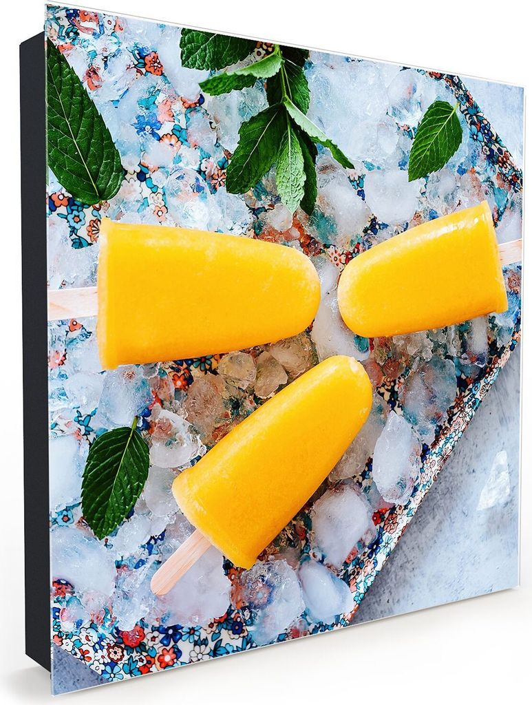 Nachbildung-Schlüsselkasten, Magnetpinnwand und Memoboard mit Glasfront Motiv Mango Bananen Eis