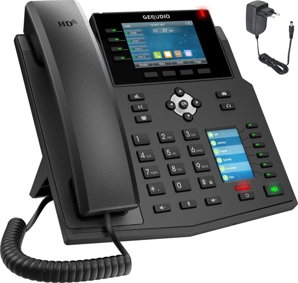 Téléphone IP professionnel GEQUDIO GX5+ avec adaptateur secteur réseau