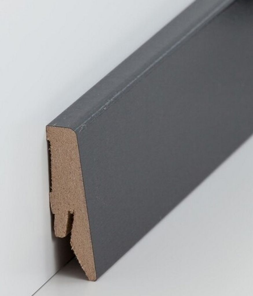Sockelleiste MDF 18 x 58 x 2500 mm Grau zum Kleben, Clipsen, Schrauben & Nageln MDF-Kern foliert Fußleiste by PROVISTON 12.5 Meter | 5 Stück