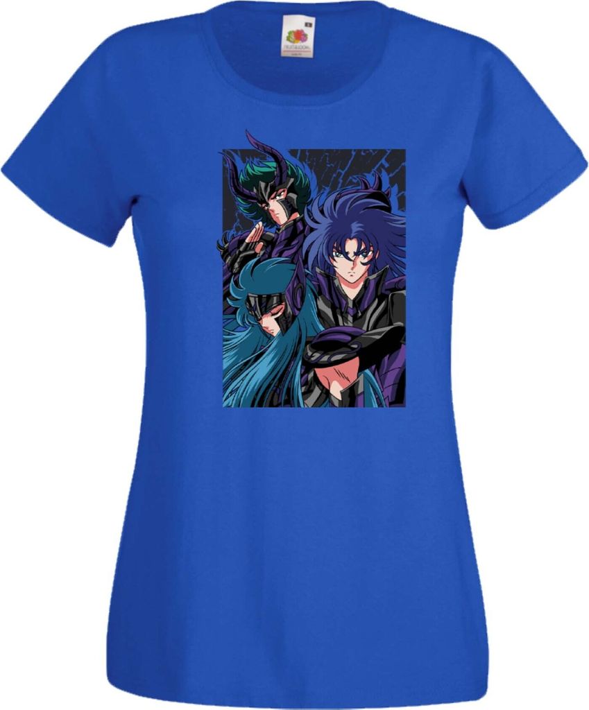 Damen T-Shirt Saint Anime Seiya Knights Of The Zodiac Poster Var-026 Saint Anime Seiya Knights Of The Zodiac Poster, Lady 2XL / Blau