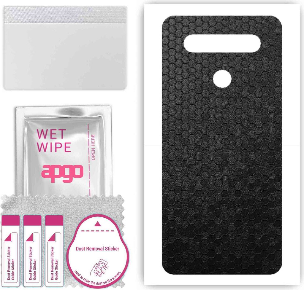 apgo Rückseite Schutzfolie, Skin, kompatibel mit LG K51S, Hinten Displayschutzfolie aus Vinylfolie, kratzfest, einfache Montage - Schwarze Honigwabe