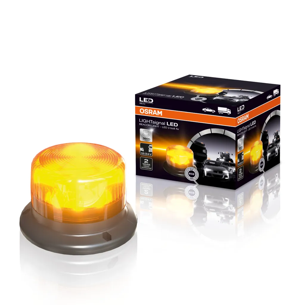 Gyrophare LED 360° OSRAM LIGHTsignal pour véhicule de chantier 12V 24V