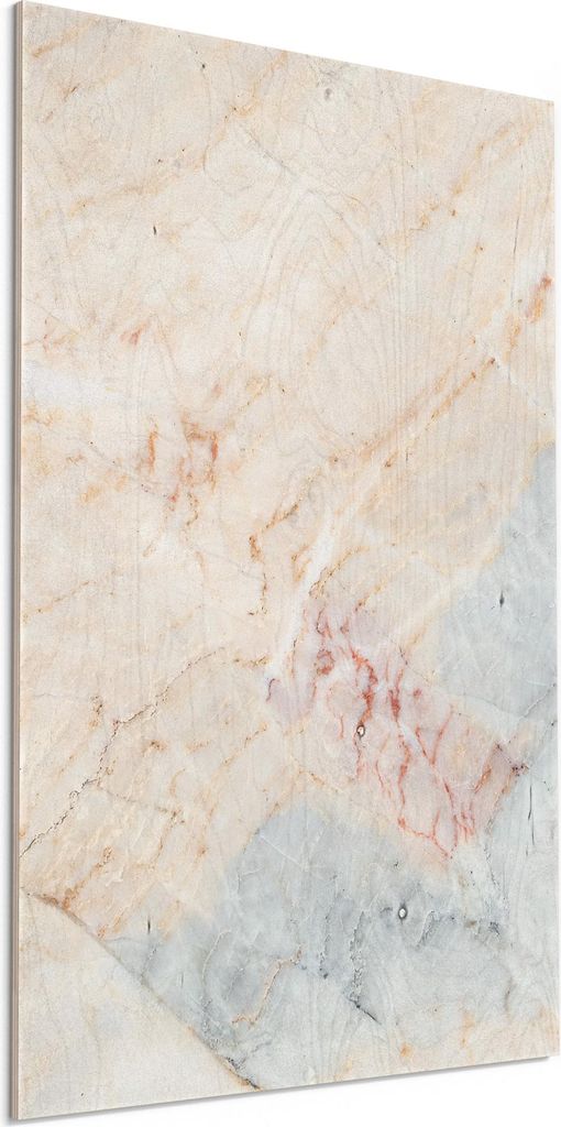 DEQORI Holzbild 40x60 cm 'Zarte Marmorfärbung' Bild auf Holz Wandbild Kunstdruck