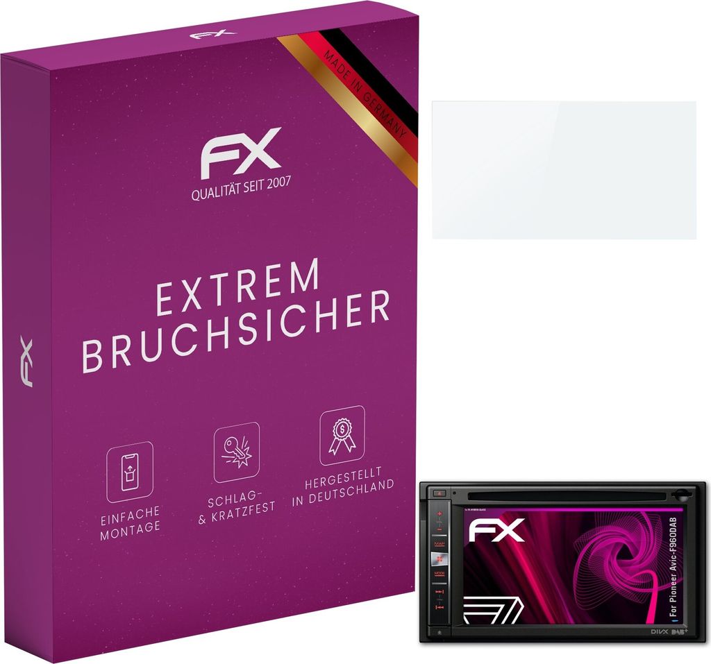atFoliX FX-Hybrid-Glass Displayfolie kompatibel mit Pioneer Avic-F960DAB Glasfolie
