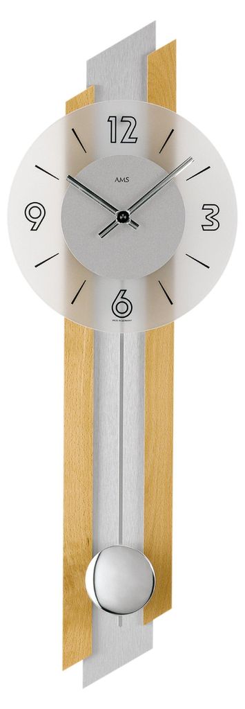 AMS Quarz-Pendeluhr, Quarzpendelwerk, 23x62x7cm, 7207/18 Produktbild 