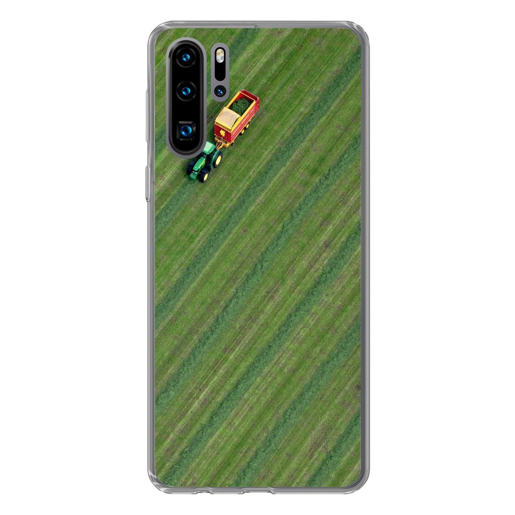 MuchoWow Handyhülle Schutzhülle Hülle für Huawei P30 Pro Zugmaschine - Anhänger - Grün Silikon Softcase Handy Hülle - Schutzdeckel