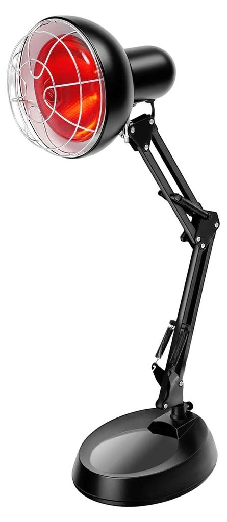Infrarot-Wärmelampe - Therapielampe - EU-Stecker 220 V - E27 Infrarotlampe inklusive - Lampenkopf 360° - Schwenkarm 180° - Kabel 1,8 m - 35–40...