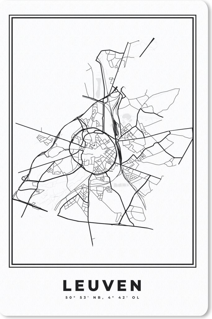 MuchoWow Mauspad Mousepad Belgien - Leuven - Stadtplan - Karte - Schwarz und weiß - Grundriss 40x60 cm - Mousepads - Maus Mat - Pad - Mausunterl...