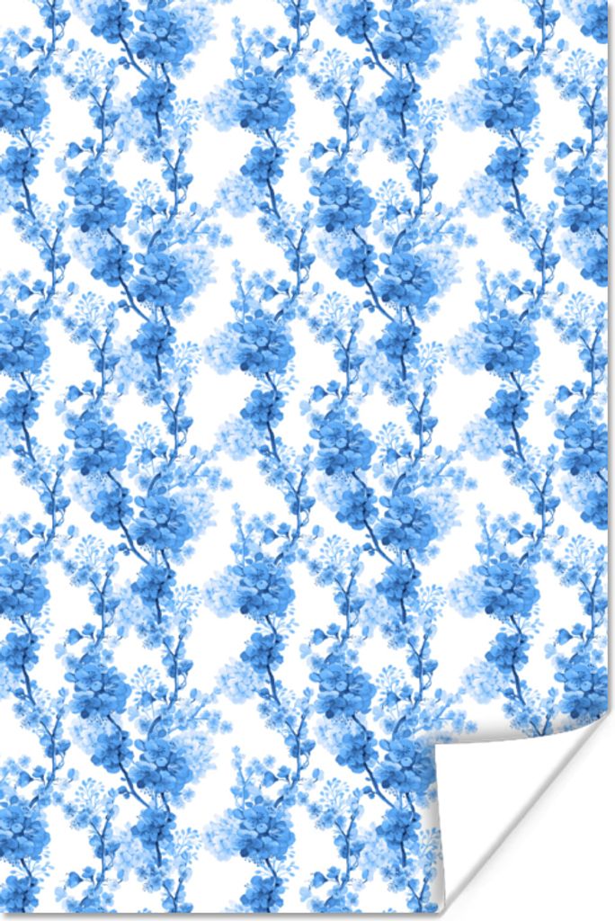 MuchoWow Poster Blumen - Blüte - Pflanzen - Blau 120x180 cm - Kunstposter