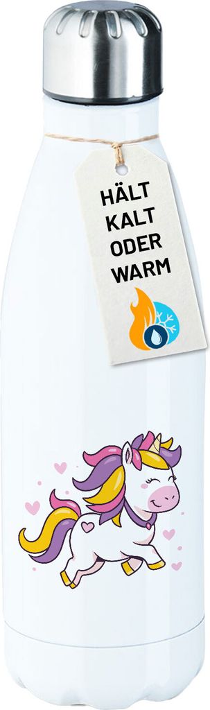 Huuraa Trinkflasche Einhorn Comic 500ml White Edelstahl Wasserflasche Trinkflasche Geschenkidee
