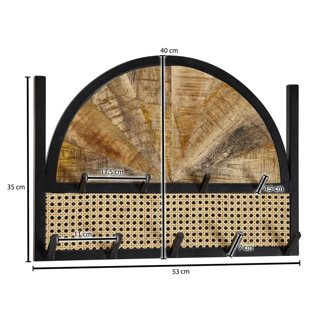 Appendiabiti Ingresso Design Industriale Mango e Metallo 53x40cm - 3