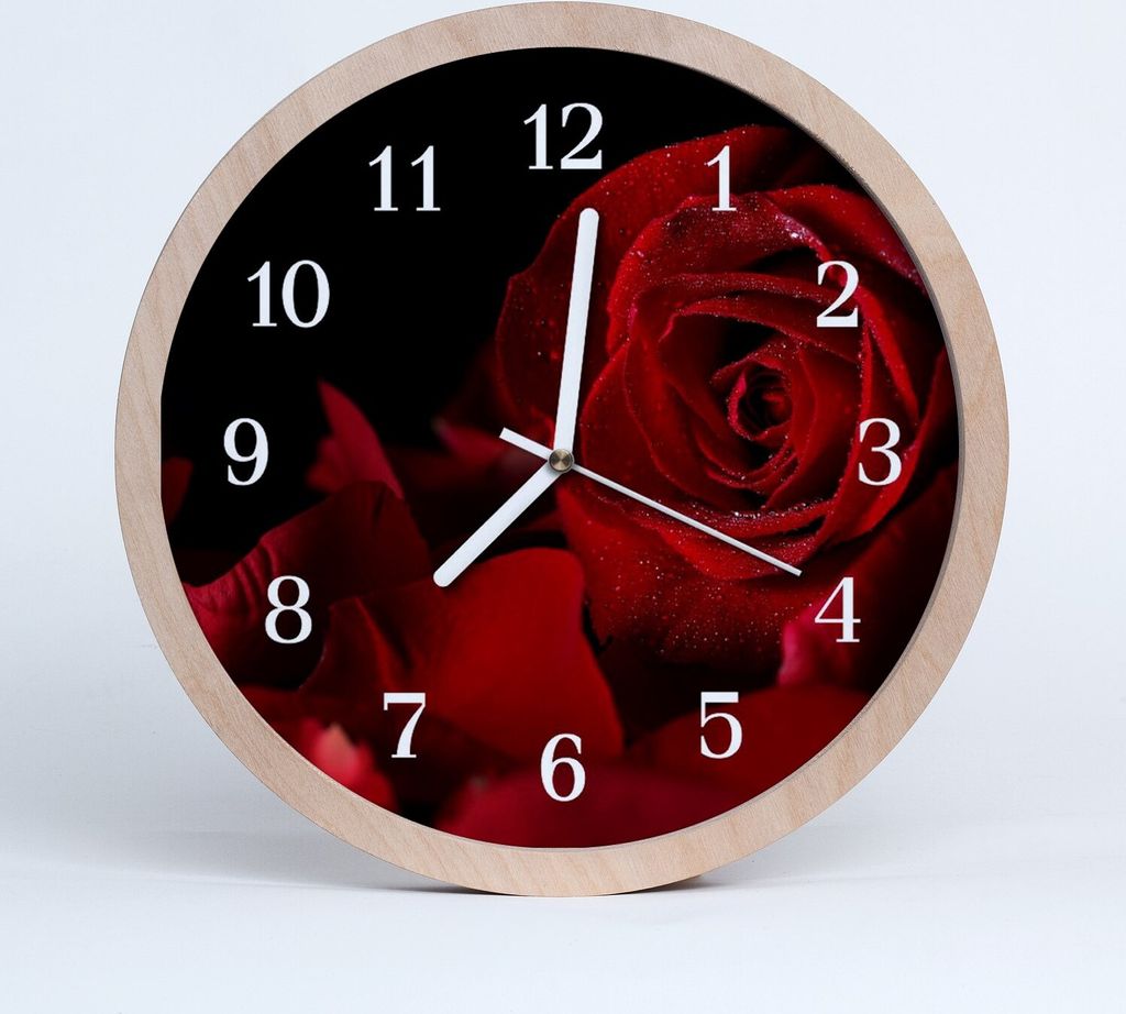 Holzuhr 30fi cm wanduhr - Rose Blumen
