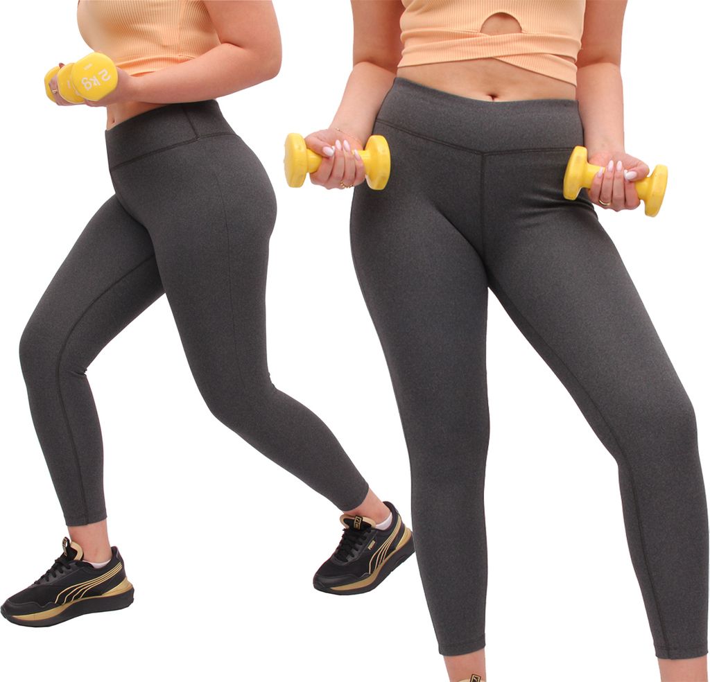 FIRI Damen Sport Leggings bequem elastisch undurchsichtig, grau XL 42