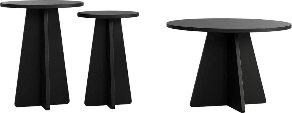 Dmora Couchtisch Cardito 60x60x40h cm Schwarz, Runde Form, Tischplatte aus veredeltem Holz