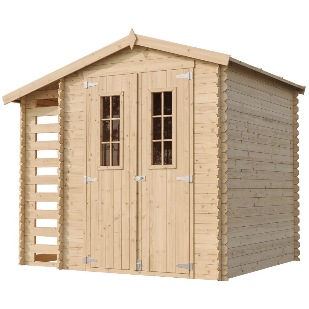 Abri de jardin avec étagère pour bois de chauffage en bois Image du produit 