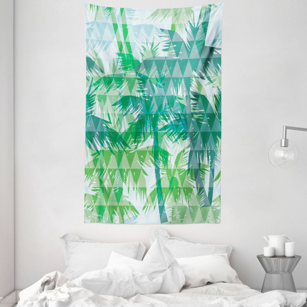 ABAKUHAUS Geometrischer Wald Wandteppich und Tagesdecke, exotische Hawaii aus Weiches Mikrofaser Stoff Waschbar ohne Verblassen Digitaldruck, 140 x...