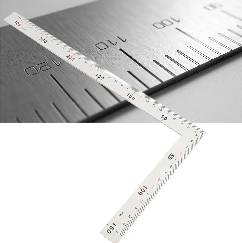 Équerre de menuisier 300mm en L inox - Mesure d'angle 90° double face - 3