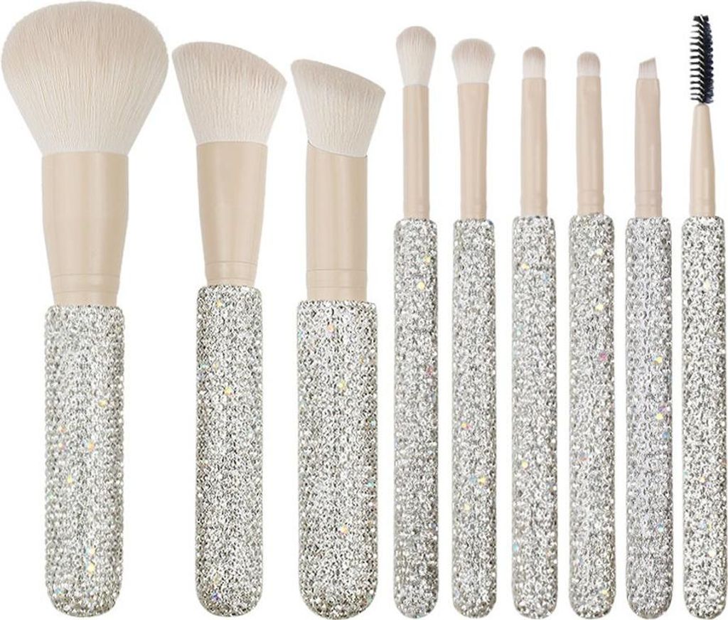 INF 9-teiliges Kaffeefarbenes Make-up Pinselset mit Diamantgriff