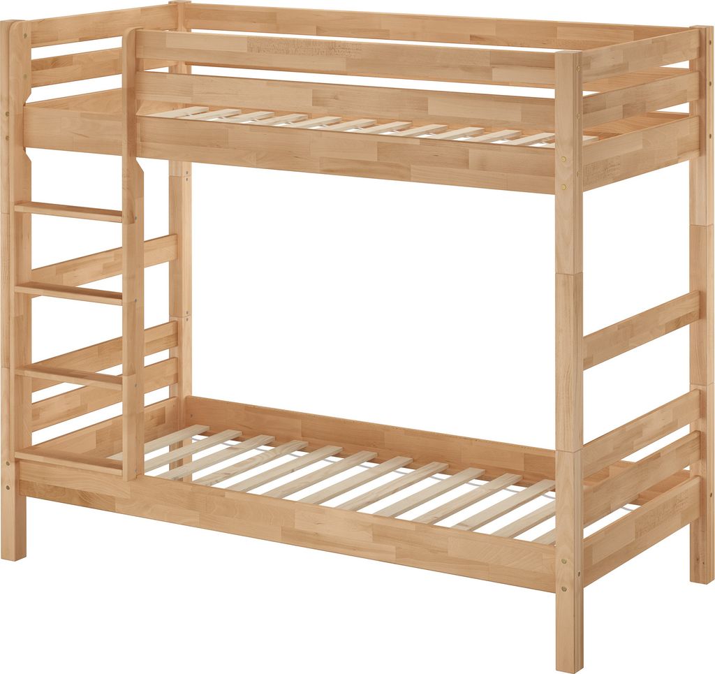 Breites Etagenbett Massivholz Buche 100x200 Stockbett mit wählbarem Zubehör V-60.17-10Rollrost inkl.