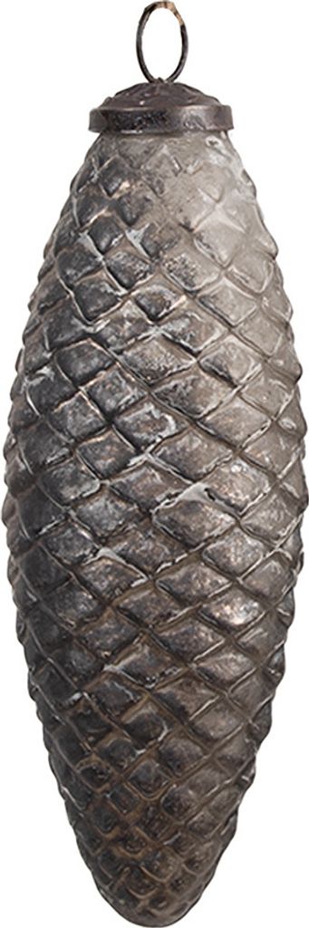 Clayre & Eef Weihnachtskugel Ø 6x16 cm Silberfarbig Braun Glas