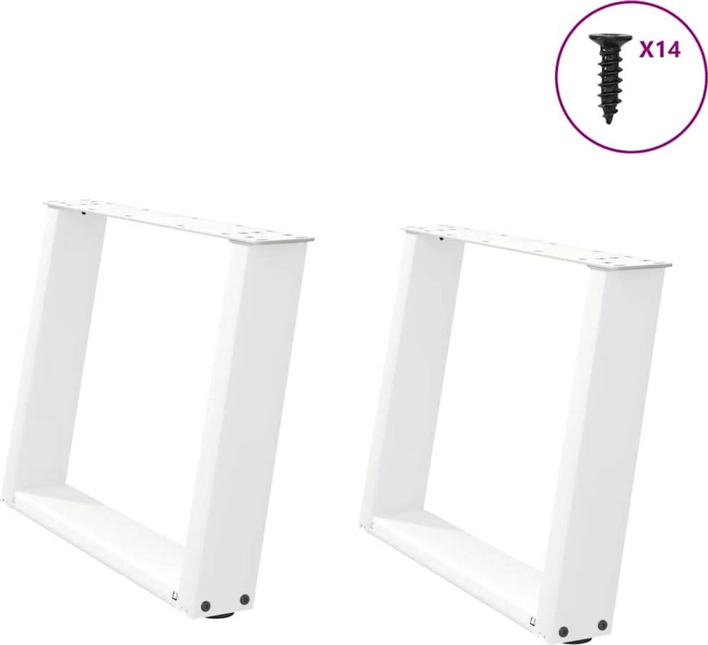 Couchtischbeine U-Form 2 Stk. Weiß 60x(42-43) cm Stahl