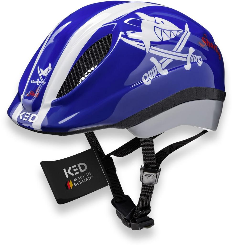 KED Meggy II Originals | Kinder Fahrradhelm Insektenschutznetz Integriertes LED-Rücklicht maxSHELL Technologie, Farbe: sharky blue, Größe: 49-53...