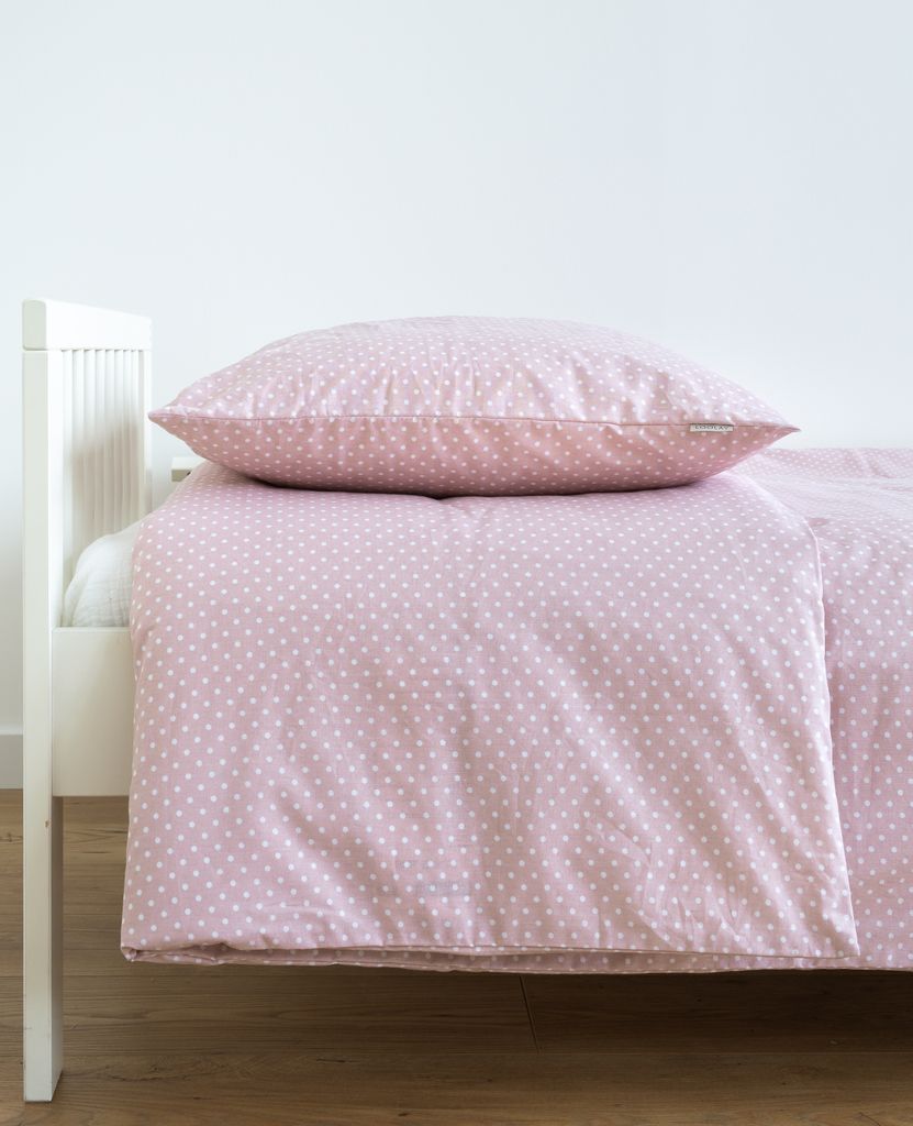 80x80 + 35x40 cm Bettwäsche MINI PUNKTE ROSA Babybettwäsche Kinderbettwäsche Jugendbettwäsche. Gängigen Bettgrößen für Kinder, Jugend und E...