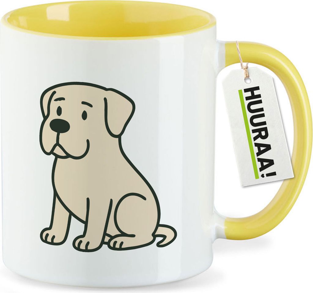 Huuraa Kaffeetasse Mastiff Comic Masti 330ml Gelb Keramik Kaffeebecher Geschenkidee