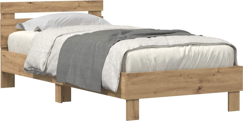 Bettrahmen mit LED Artisan-Eiche 75 x 190 cm Holzwerkstoff