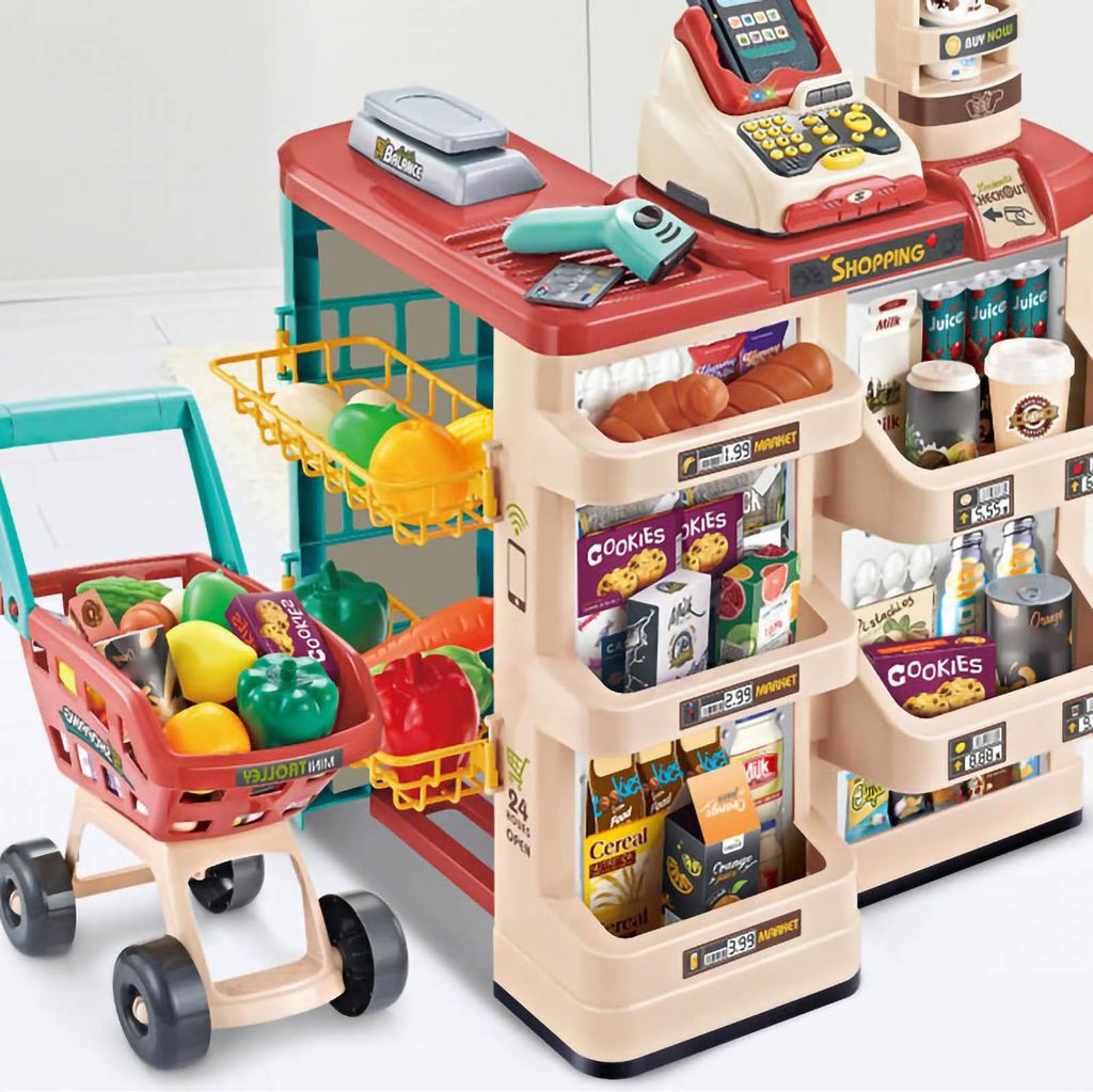 Simulation Supermarkt Spielzeug Puzzle pädagogische Kasse Spielhaus für Kinder Kleinkinder