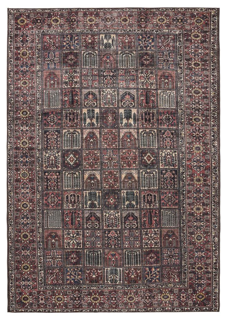 Waschbarer Teppich George Multicolor/Rot 120x170 cm Wohnzimmer Rechteckig benuta