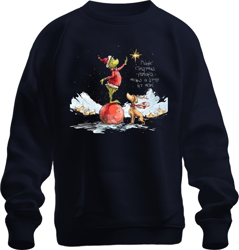 Maybe Christmas means a little more Grinch Weihnachten Ornament Uni Sweatshirt Pullover, Navy, S