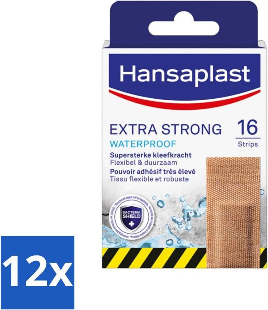 Hansaplast - Extra Stark - Wasserfeste Wundpflaster - Wundpflege - 16 Pflaster - Vorteilspack - 12 Stücke