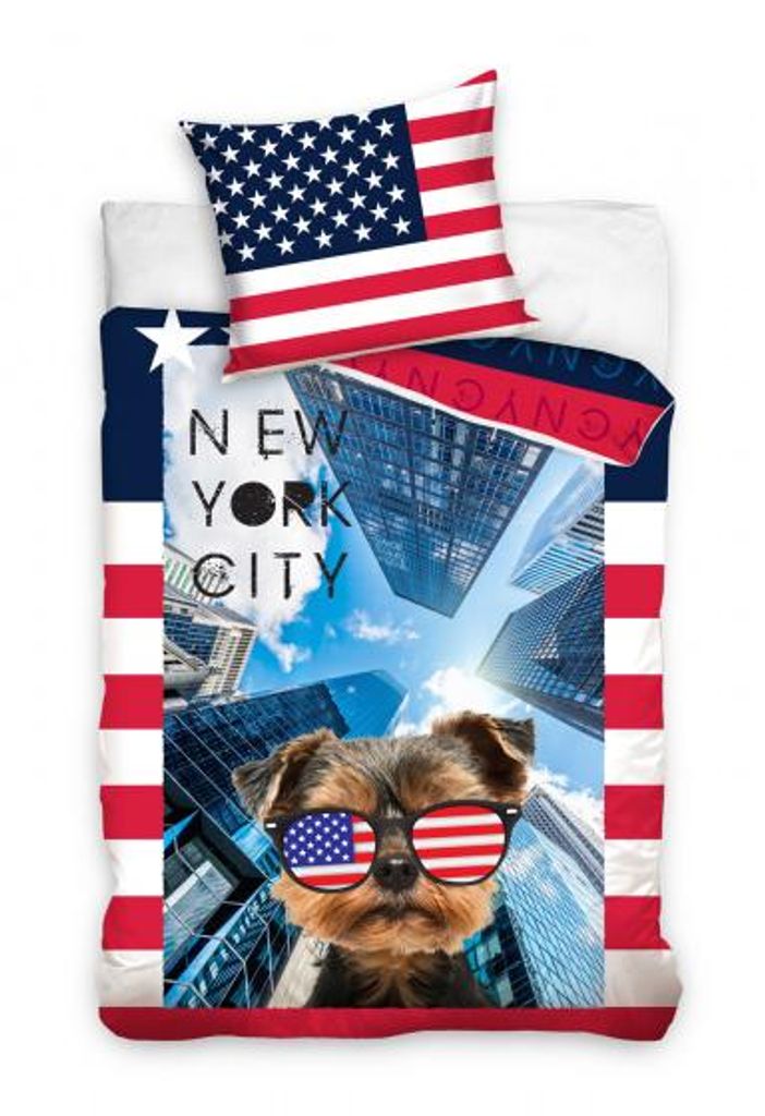 bettbezug New York City 140 x 200 cm rot/weiß/blau