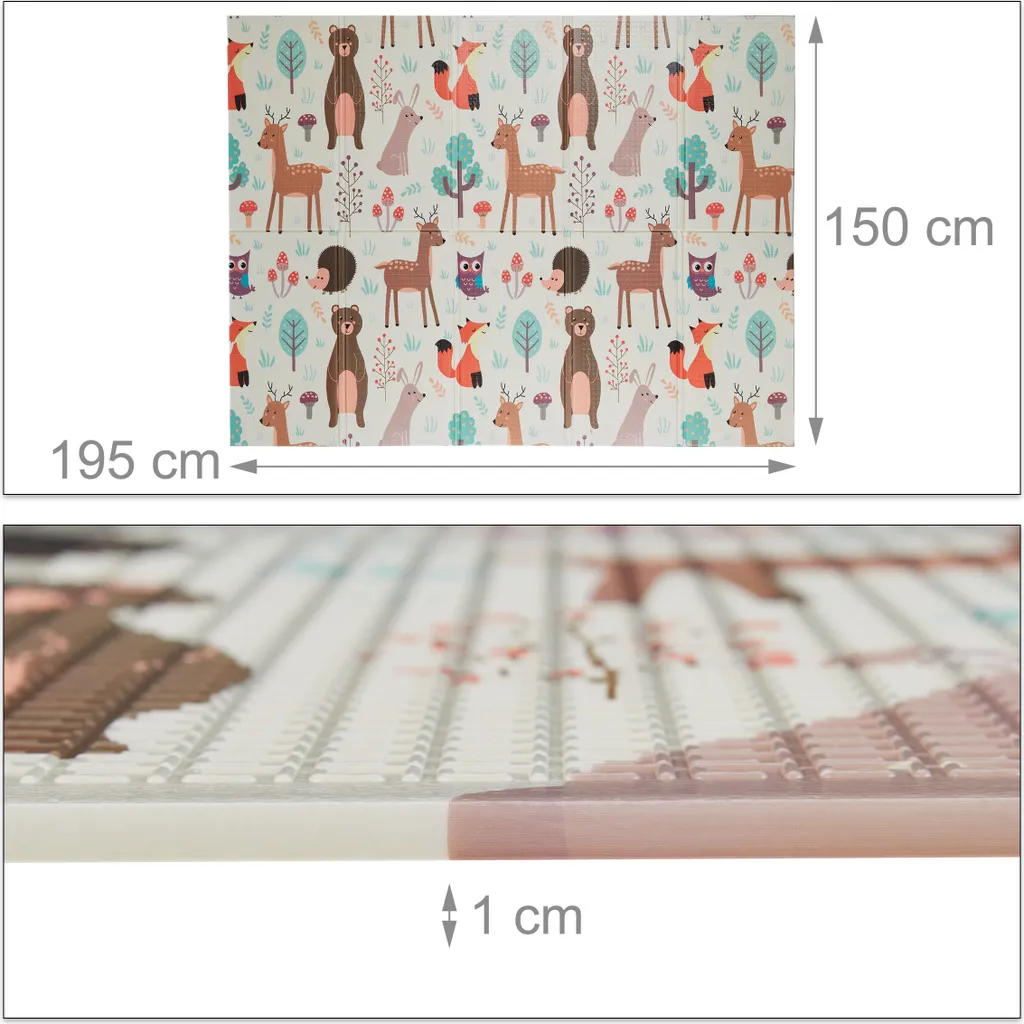 Tapis de sol bébé pliable et réversible avec motifs forêt enchantée