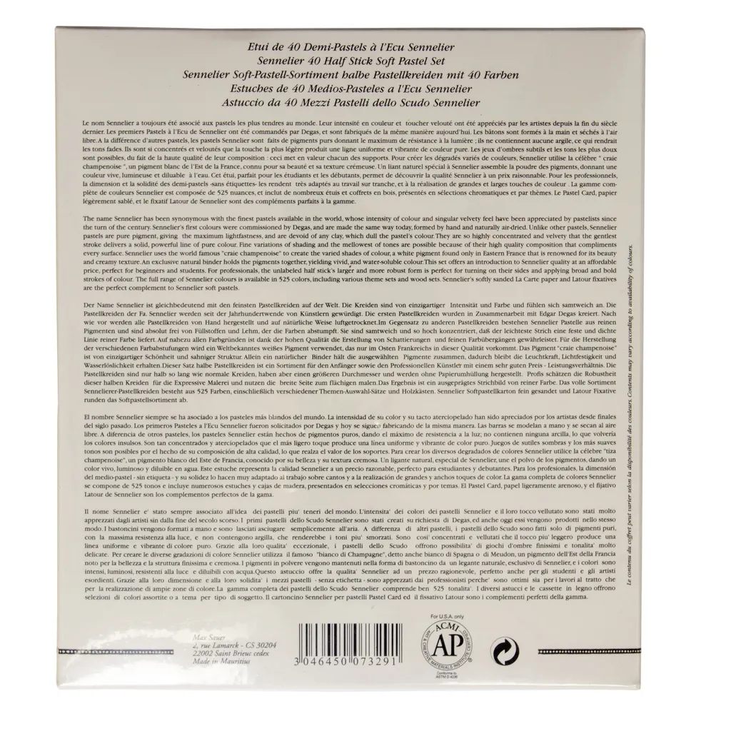 Sennelier Boîte de 40 demi-pastels ECU Portrait Réf N132237.00 Extra-Fins