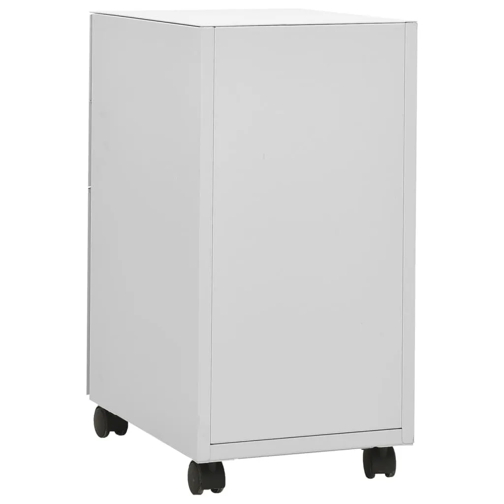 Caisson de bureau mobile gris clair armoire à dossiers 30x45x59 cm acier