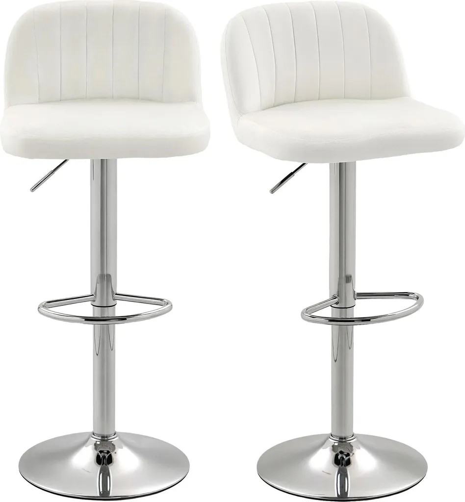 Lot 2 Tabourets de Bar pour Îlot de Cuisine - Pivotant Velours Fixe 81cm